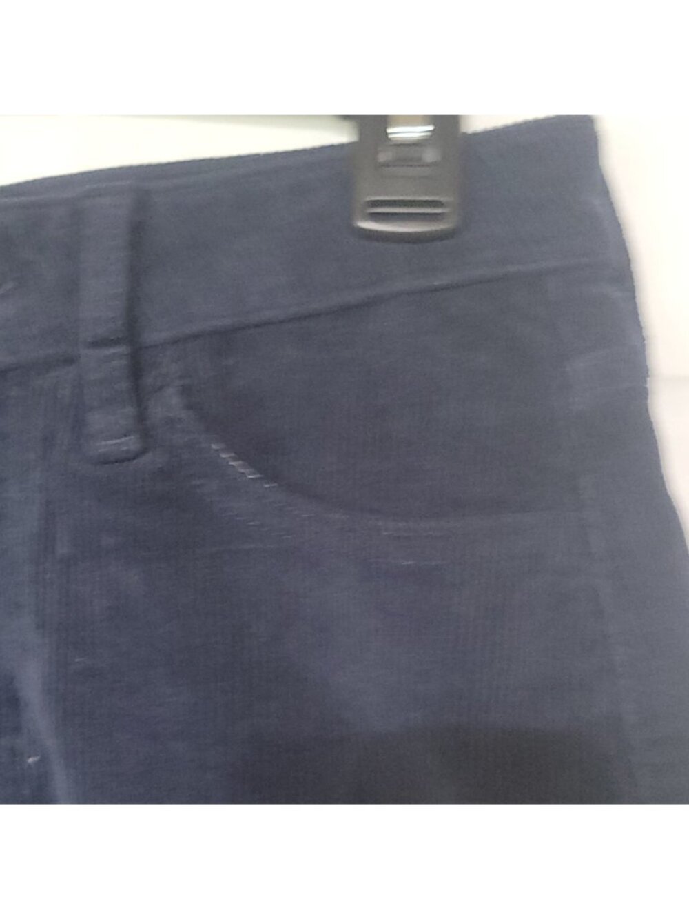 Corduroy Navy Blue Mini Skirt With Frayed Hem & Front Button Closure Size 5/27W - Picture 11 of 15